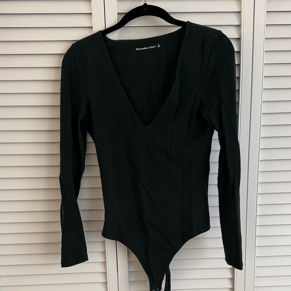 Abercrombie & Fitch Deep Green V-Neck Bodysuit